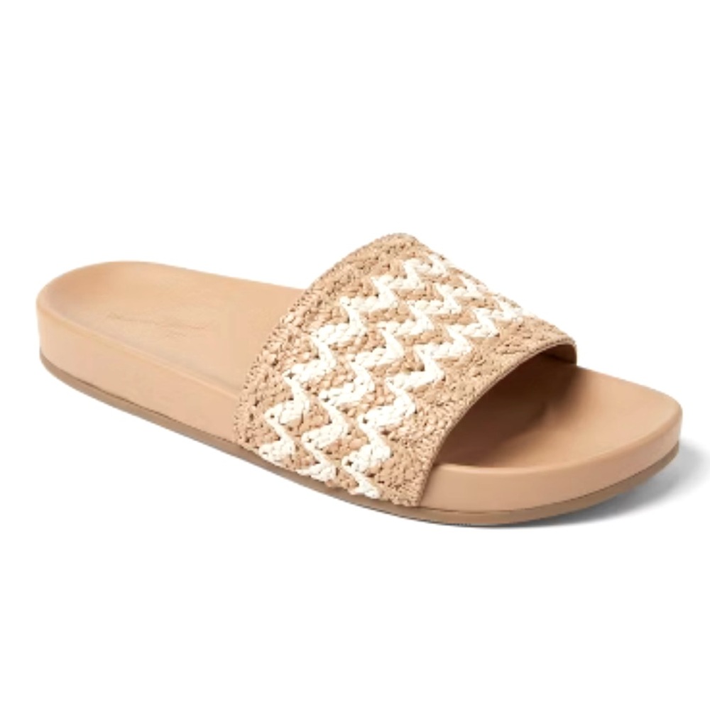 Universal Thread Chloe Tan and White Slide Sandals Size 9